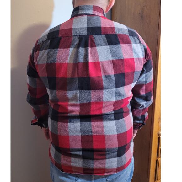 Eddie Bauer Red Plaid Flannel Shirt Men's Tall Large Outdoors Gorpcore Camping - Picture 4 of 10